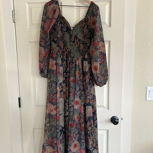 Chic Long Sleeve Floral Dress